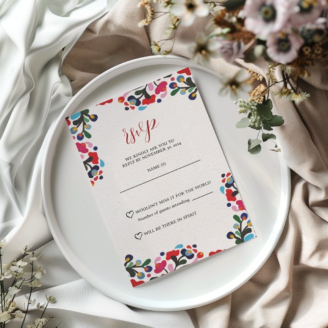Placa RSVP de Casamento Fiesta Floral Mexicana (Mexican Floral Colorful Fiesta Wedding RSVP Card)