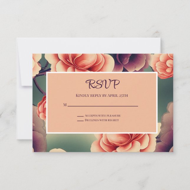 Placa RSVP de Casamento Floral (Frente)