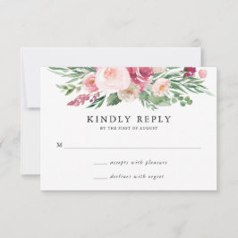 Placa RSVP de Casamento Floral Boho Blush e Primav