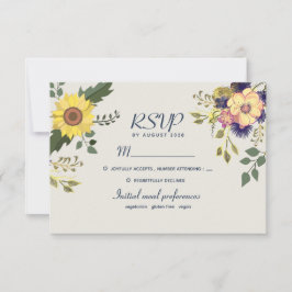 Placa RSVP de Casamento Floral Botânico