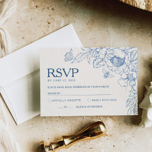 Placa RSVP de Casamento Floral Chinoiseri