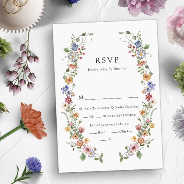 Placa RSVP de Casamento Floral Colorida (Colorful Wildflower Wedding Invitation and Gifts Collection by Painted Paperie
)