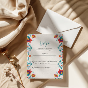 Placa RSVP de Casamento Floral Colorida Fiesta Col