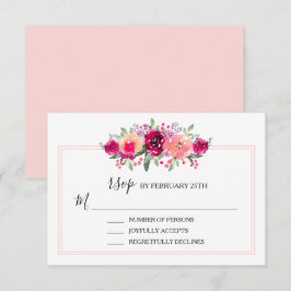 Placa RSVP de Casamento Floral Cor-de-Água Rosa