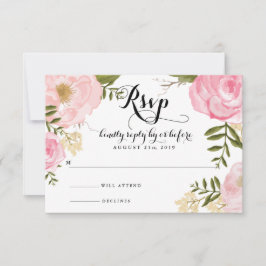 Placa RSVP de Casamento Floral Cor-de-Rosa Moderna