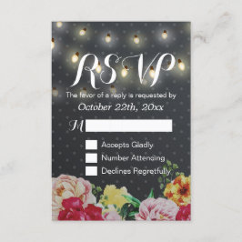 Placa RSVP de Casamento Floral das Luzes Brancas N