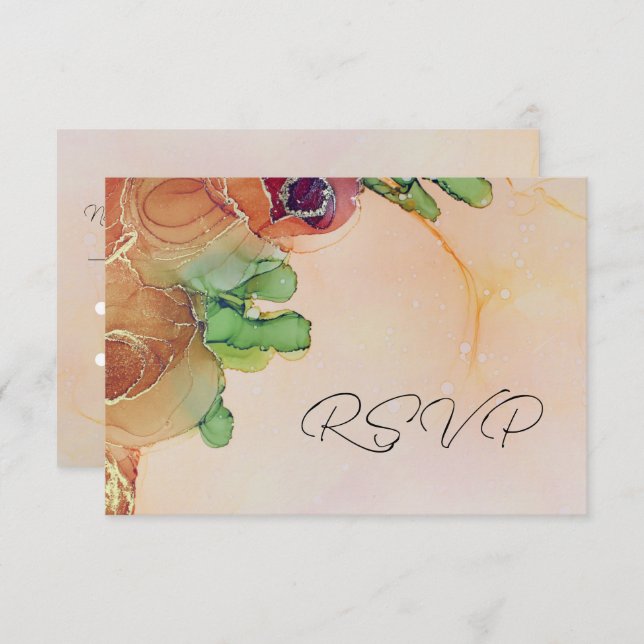 Placa RSVP de Casamento Floral de Abstrato russo (Frente/Verso)