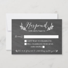 Placa RSVP de Casamento Floral de Chalkboard Preta