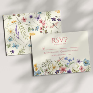 Placa RSVP de Casamento Floral de Flor Selvagem de
