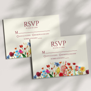 Placa RSVP de Casamento Floral de Flor Selvagem de
