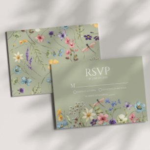 Placa RSVP de Casamento Floral de Flor Selvagem de