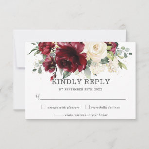 Placa RSVP de Casamento Floral de Ivory Rustic Bur