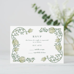 Placa RSVP de Casamento Floral de Jardim Botânico