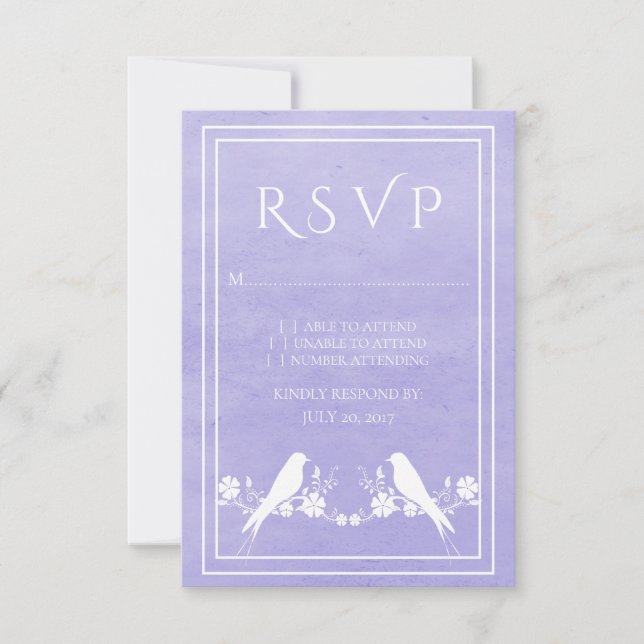 Placa RSVP de Casamento Floral de Púrpura (Frente)