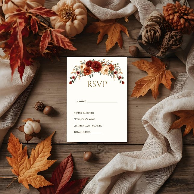 Placa RSVP de Casamento Floral de Queda (Criador carregado)