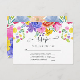 Placa RSVP de Casamento Floral Espanhol Fiesta