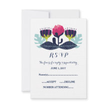 Placa RSVP de Casamento Floral Funky