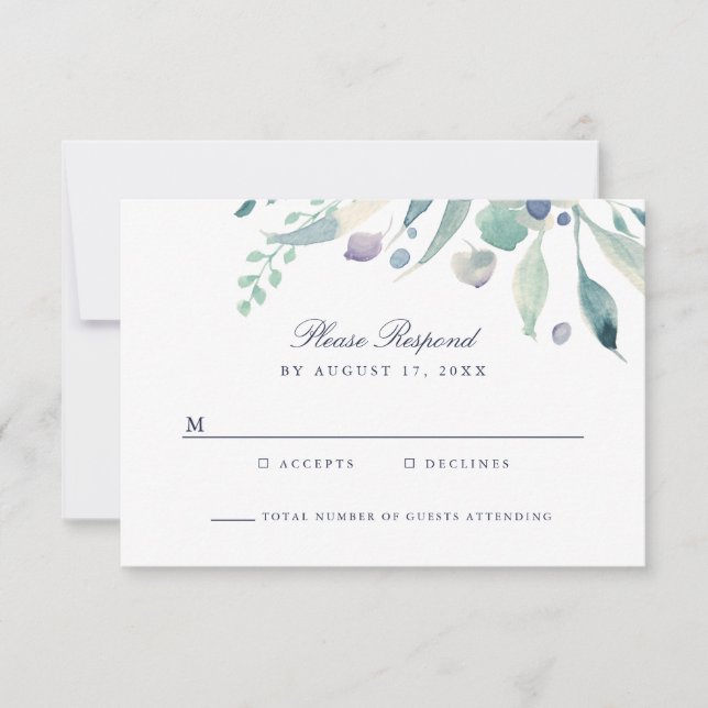 Placa RSVP de Casamento Floral Luxe (Frente)