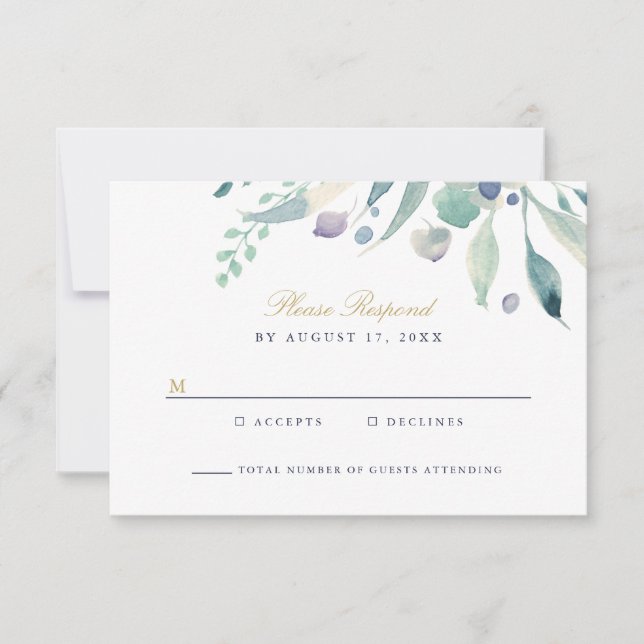 Placa RSVP de Casamento Floral Luxe (Frente)
