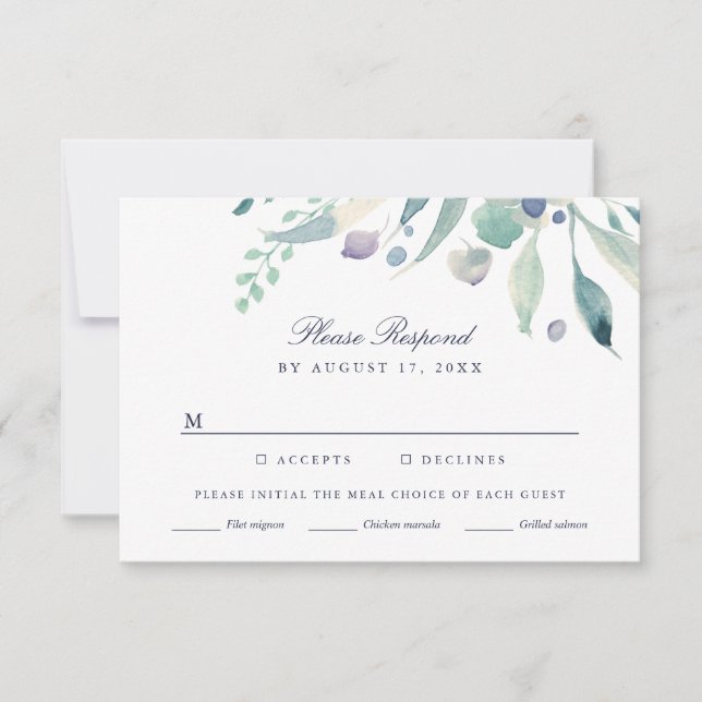 Placa RSVP de Casamento Floral Luxe com Escolha de (Frente)