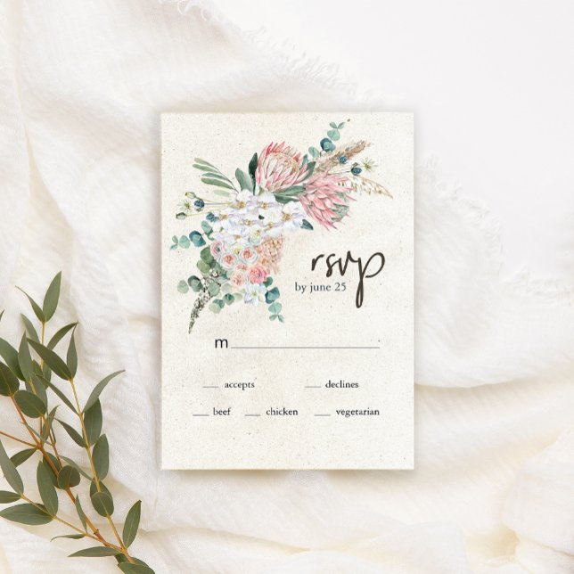 Placa RSVP de Casamento Floral Neutral Pastel Boho (Criador carregado)