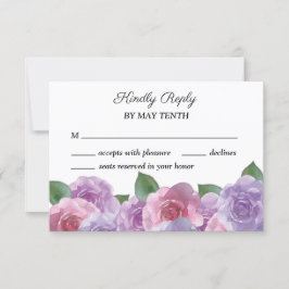 Placa RSVP de Casamento Floral Púrpura Dusty Pink