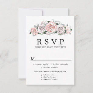 Placa RSVP de Casamento Floral Púrpura Rosa, Opçõe