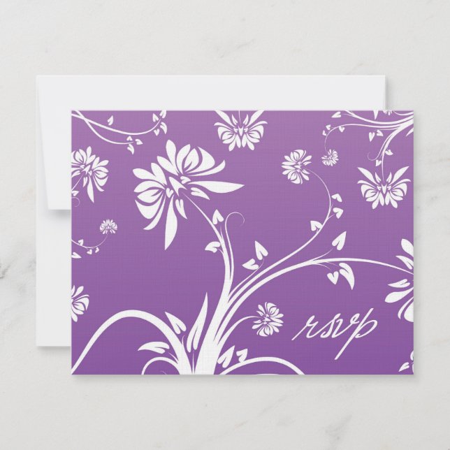 Placa RSVP de Casamento Floral Roxo (Frente)