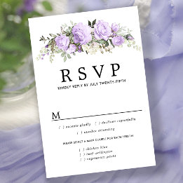 Placa RSVP de Casamento Floral Roxo, Opções de Ref
