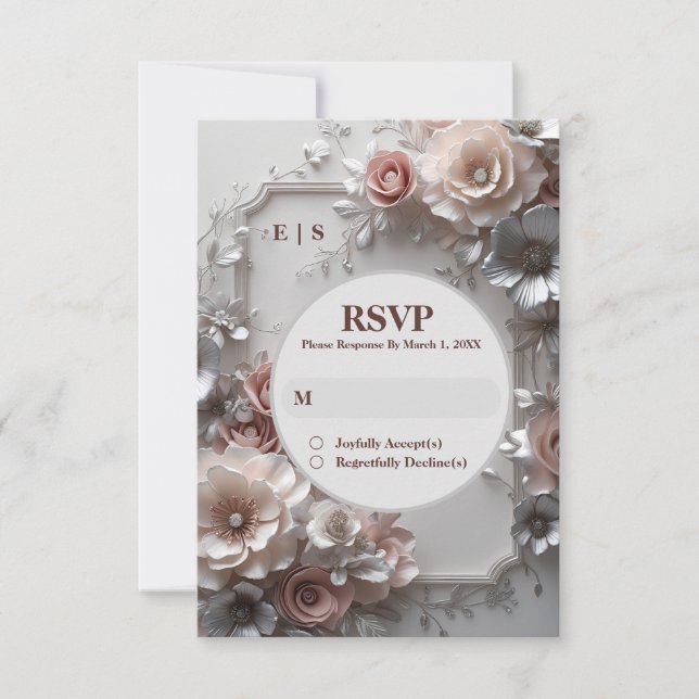 Placa RSVP de Casamento Floral Rustic Elegant (Frente)