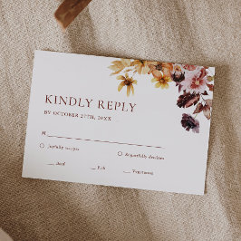 Placa RSVP de Casamento Floral Rustic Fall Boho