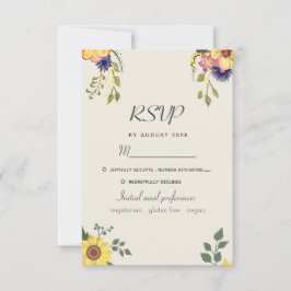 Placa RSVP de Casamento Floral Rustic Watercolor