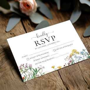 Placa RSVP de Casamento Floral Rustico de Flores S