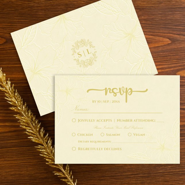 Placa RSVP de Casamento Floral Simples Elegante (Criador carregado)