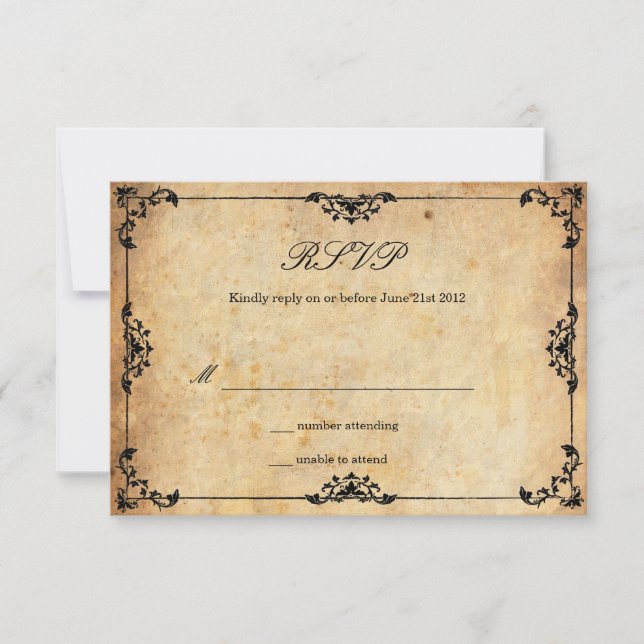 Placa RSVP de Casamento Floral Vintage (Frente)