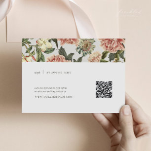 Placa RSVP de Casamento Floral Vintage com código 