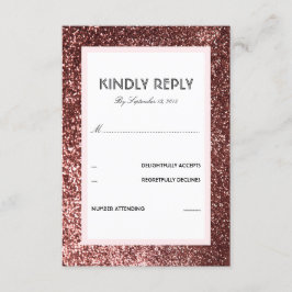 Placa RSVP de Casamento Glitter Dourado rosa