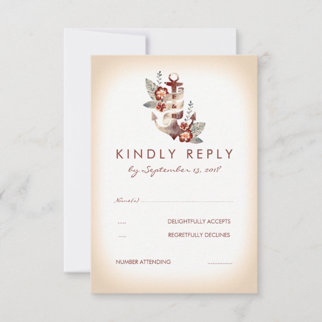 Placa RSVP de Casamento Marítimo Náutico (Frente)