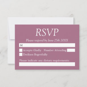 Placa RSVP de Casamento Mauve na moda