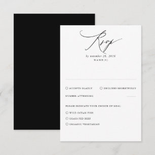 Placa RSVP de Casamento Mínimo Preto Moderno