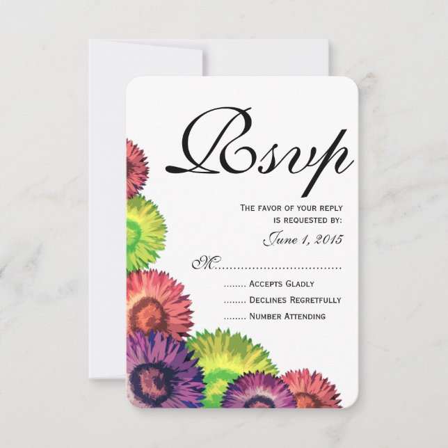 Placa RSVP de Casamento Moderno das Flores de prim (Frente)