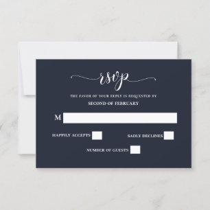 Placa RSVP de Casamento Moderno de Caligrafia Simp