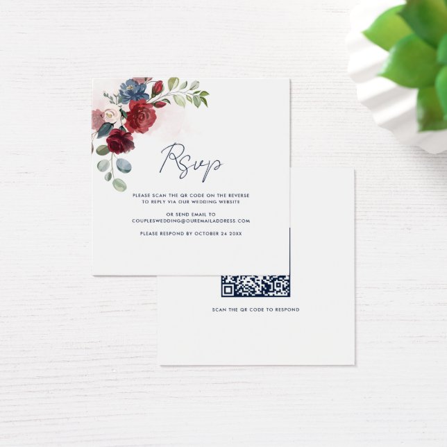 Placa RSVP de Casamento Moderno de Código QR de Sc (Mesa)