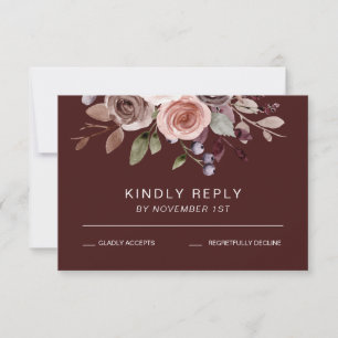 Placa RSVP de Casamento outono Floral Elegante bur