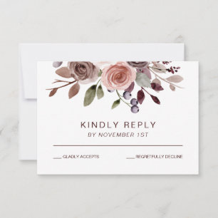 Placa RSVP de Casamento outono Floral Elegante bur