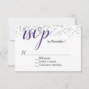Placa RSVP de Casamento Púrpura e Branco Ultra Vio