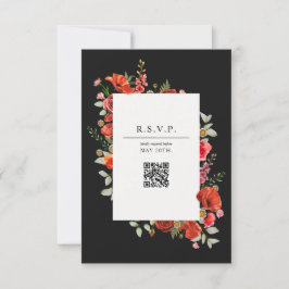 Placa RSVP de Casamento QR Botânica de Flores Selv