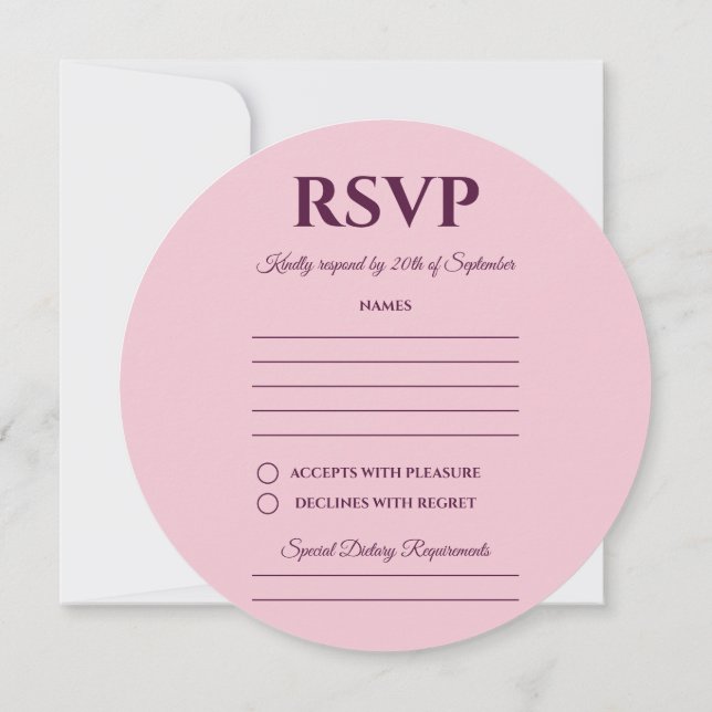 Placa RSVP de Casamento Ring Floral Roxo (Verso)