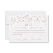 Placa RSVP de Casamento Rococo Rosa Blush