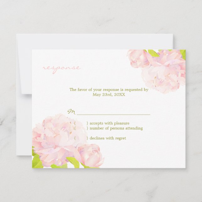 Placa RSVP de Casamento Rosa Pink de Jardim (Frente)